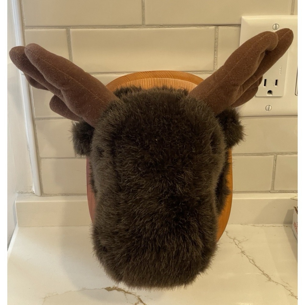 Moose Head Plush Mounted Stuffed Animal Antlers Trophy Wall Art Decor Taxidermy